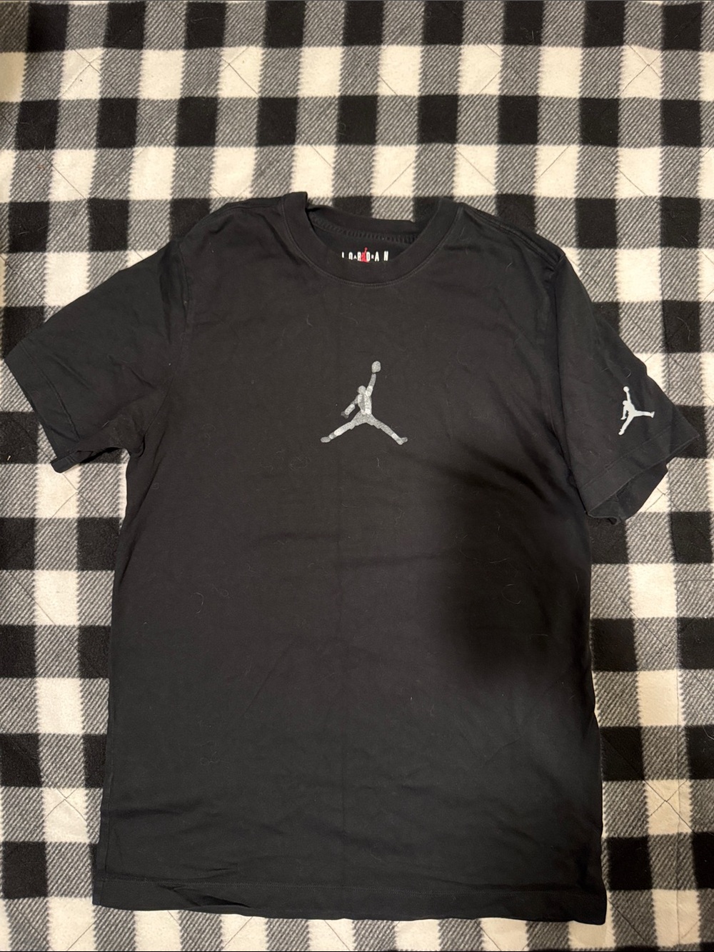 Jordan Black Short Sleeve T-Shirt with Silver Jumpman